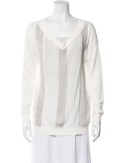 Pre-owned Brunello Cucinelli Linen Scoop Neck Sweater In Neutral