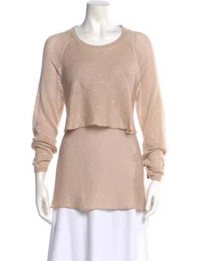 Pre-owned Brunello Cucinelli Linen Scoop Neck Sweater In Neutral