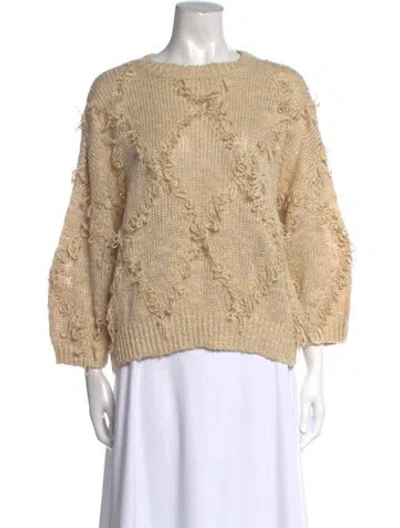 Pre-owned Brunello Cucinelli Linen Scoop Neck Sweater In Neutral