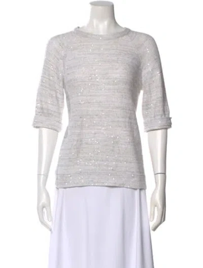 Pre-owned Brunello Cucinelli Linen Scoop Neck Sweater In Neutral