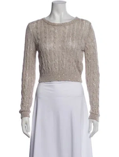 Pre-owned Brunello Cucinelli Linen Scoop Neck Sweater In Neutral