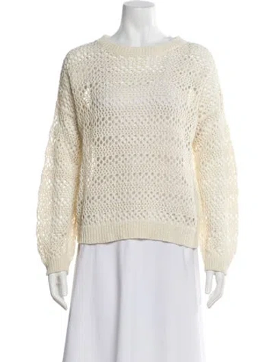 Pre-owned Brunello Cucinelli Linen Scoop Neck Sweater In Neutral