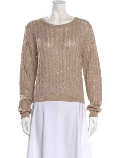 Pre-owned Brunello Cucinelli Linen Scoop Neck Sweater In Neutral