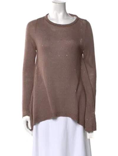 Pre-owned Brunello Cucinelli Linen Scoop Neck Sweater In Pink