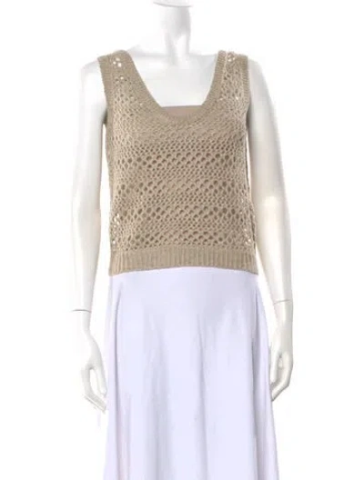 Pre-owned Brunello Cucinelli Linen Scoop Neck Sweater W/ Tags In Neutral