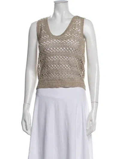 Pre-owned Brunello Cucinelli Linen Scoop Neck Sweater W/ Tags In Neutrals