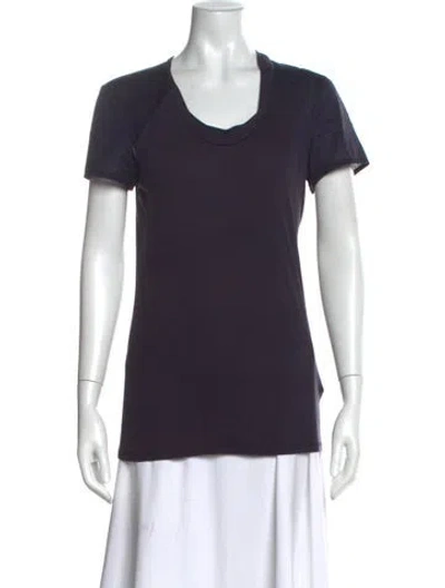 Pre-owned Brunello Cucinelli Linen Scoop Neck T-shirt In Blue