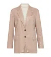 Brunello Cucinelli Linen Sequin-stripe Blazer In Beige