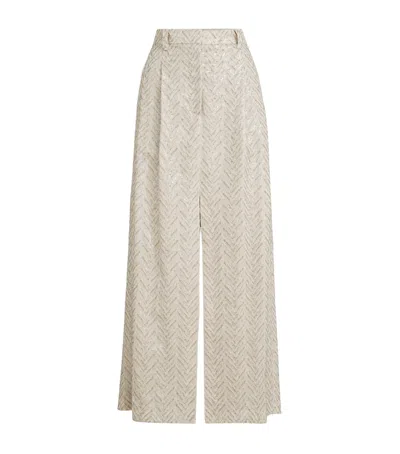 Brunello Cucinelli Linen Sequinned Maxi Skirt In Beige