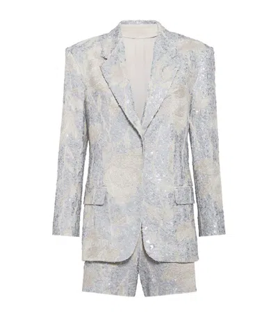 Brunello Cucinelli Linen Sequinned Two-piece Suit In Blue