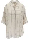 Brunello Cucinelli Linen Checked Shirt Short Sleeves
