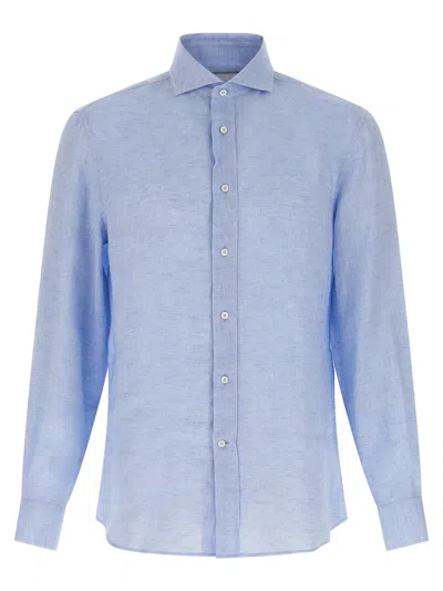 Brunello Cucinelli Linen Shirt In Blue