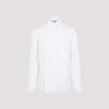 Brunello Cucinelli Striped Pattern Linen Shirt In Bianco Denim