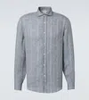 Brunello Cucinelli Linen Shirt In Blue
