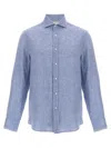 Brunello Cucinelli Linen Shirt With Button Cuffs And Collar In Blue