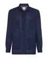 Brunello Cucinelli Linen Shirt With Chest Pockets And Collar In Blue