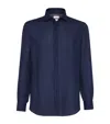 Brunello Cucinelli Linen Shirt With Chest Pockets And Collar In Blue