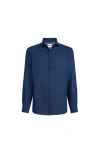 Brunello Cucinelli Men Linen Shirt In Blue