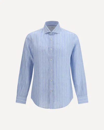 Brunello Cucinelli Linen Shirt In Blue