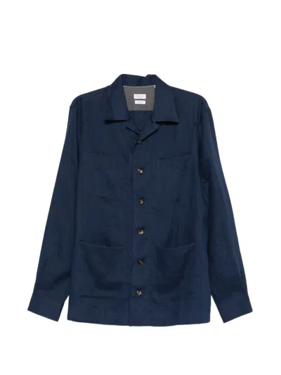 Brunello Cucinelli Linen Shirt In Blue