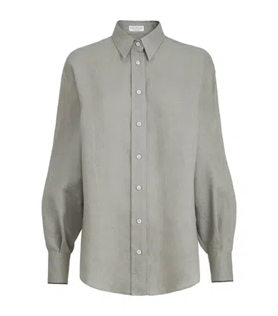 Brunello Cucinelli Linen Shirt In Brown