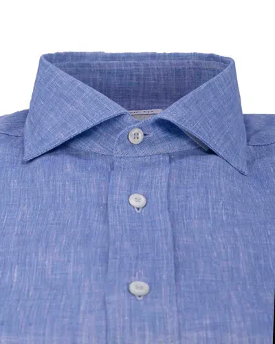 Brunello Cucinelli Linen Shirt In Clear Blue