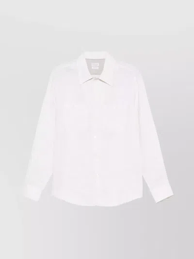 Brunello Cucinelli Camp-collar Linen Shirt In White