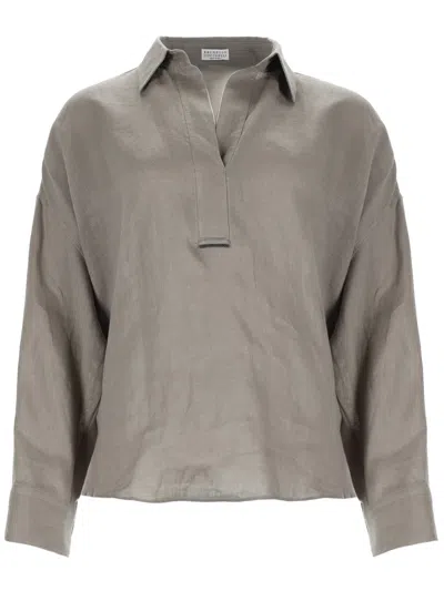 Brunello Cucinelli Women V-neck Blouse In White