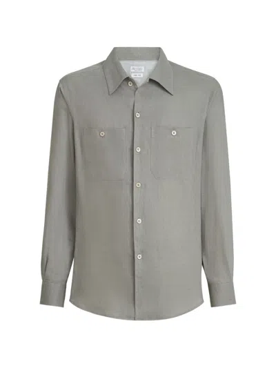 Brunello Cucinelli Linen Shirt In Gray
