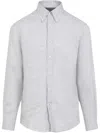 Brunello Cucinelli Grey Linen Shirt With Classic Button-down Collar In Grey
