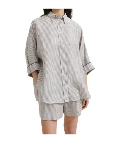Brunello Cucinelli Linen Shirt In Gray