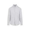 Brunello Cucinelli Grey Linen Shirt With Classic Button-down Collar In Gray
