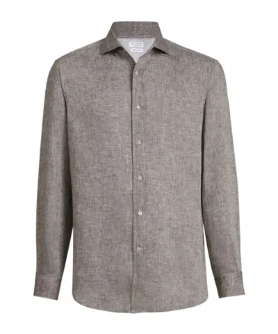 Brunello Cucinelli Linen Shirt In Neutral