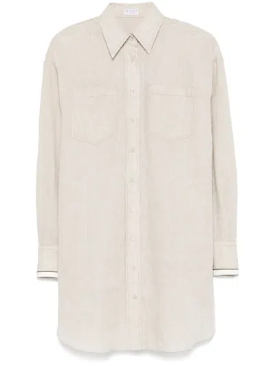 Brunello Cucinelli Linen Shirt In Neutrals