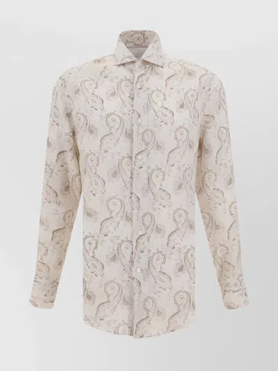 Brunello Cucinelli Linen Shirt Paisley Pattern