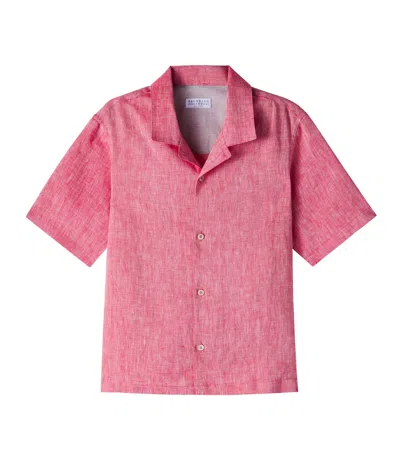 Brunello Cucinelli Kids' Linen Shirt In Pink