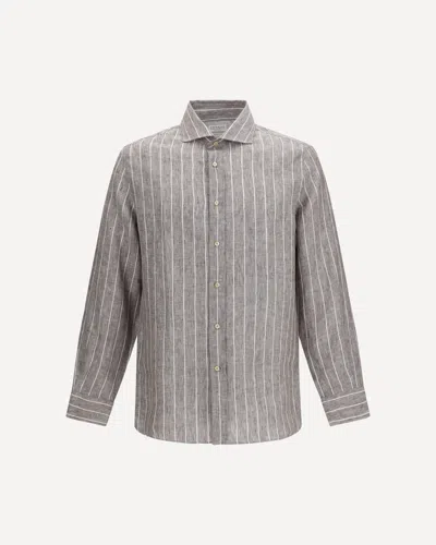 Brunello Cucinelli Linen Shirt In Gray