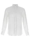 Brunello Cucinelli Linen Shirt With Back Yoke And Curved Hem In White
