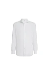 Brunello Cucinelli Button-down Collar Cotton Shirt With Curved Hem In White
