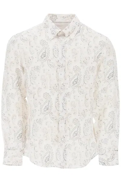 Brunello Cucinelli Linen Shirt With Paisley Pattern In White