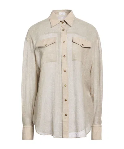 Brunello Cucinelli Linen Shirts In Brown