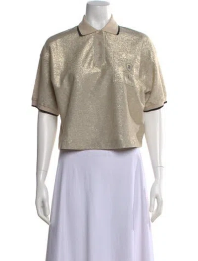 Pre-owned Brunello Cucinelli Linen Short Sleeve Polo W/ Tags In Gold