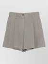 Brunello Cucinelli Linen Shorts Belt Loops Back Pockets In Gray