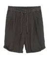 Brunello Cucinelli Men Garment-dyed Bermuda Shorts In Linen Gabardine With Drawstring And Pleat In Black