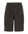 Brunello Cucinelli Bermuda Shorts In Light Délavé Linen Canvas In Black