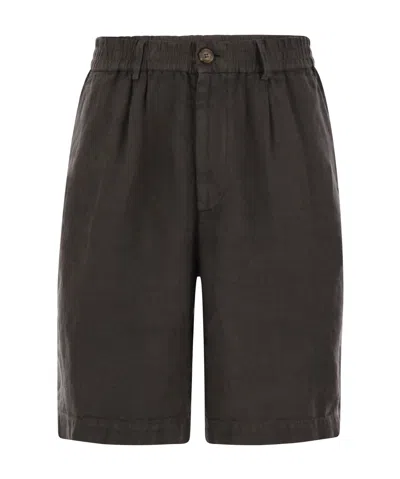 Brunello Cucinelli Linen Shorts In Brown