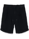 Brunello Cucinelli Men Garment-dyed Bermuda Shorts In Linen Gabardine With Drawstring And Pleat In Blue