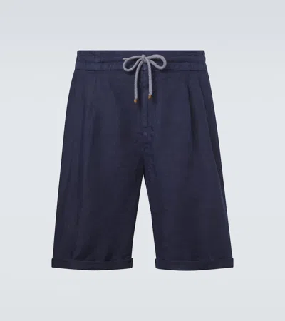 Brunello Cucinelli Linen Shorts In Blue