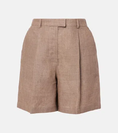 Brunello Cucinelli Linen Shorts In Brown
