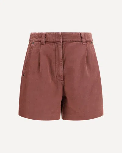Brunello Cucinelli Linen Shorts In Brown